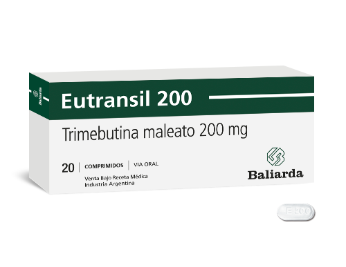 Eutransil_200_Trimebutina_10.png Eutransil Trimebutina antiespasmódico constipación diarrea dolor abdominal mala digestión Motilidad gastrointestinal nauseas Síndrome de colon irritable Trimebutina Eutransil